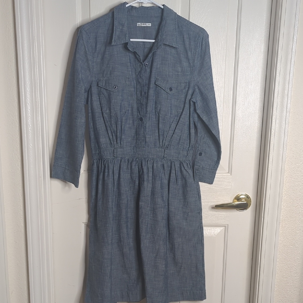 Gap 1969 Chambray Shirt Dress Size Medium‎ *Missing Original Belt*